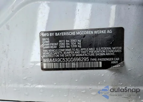 2016 BMW 428 I Gran Coupe Sulev z USA, uszkodzony, nr VIN WBA4A9C53GG696295